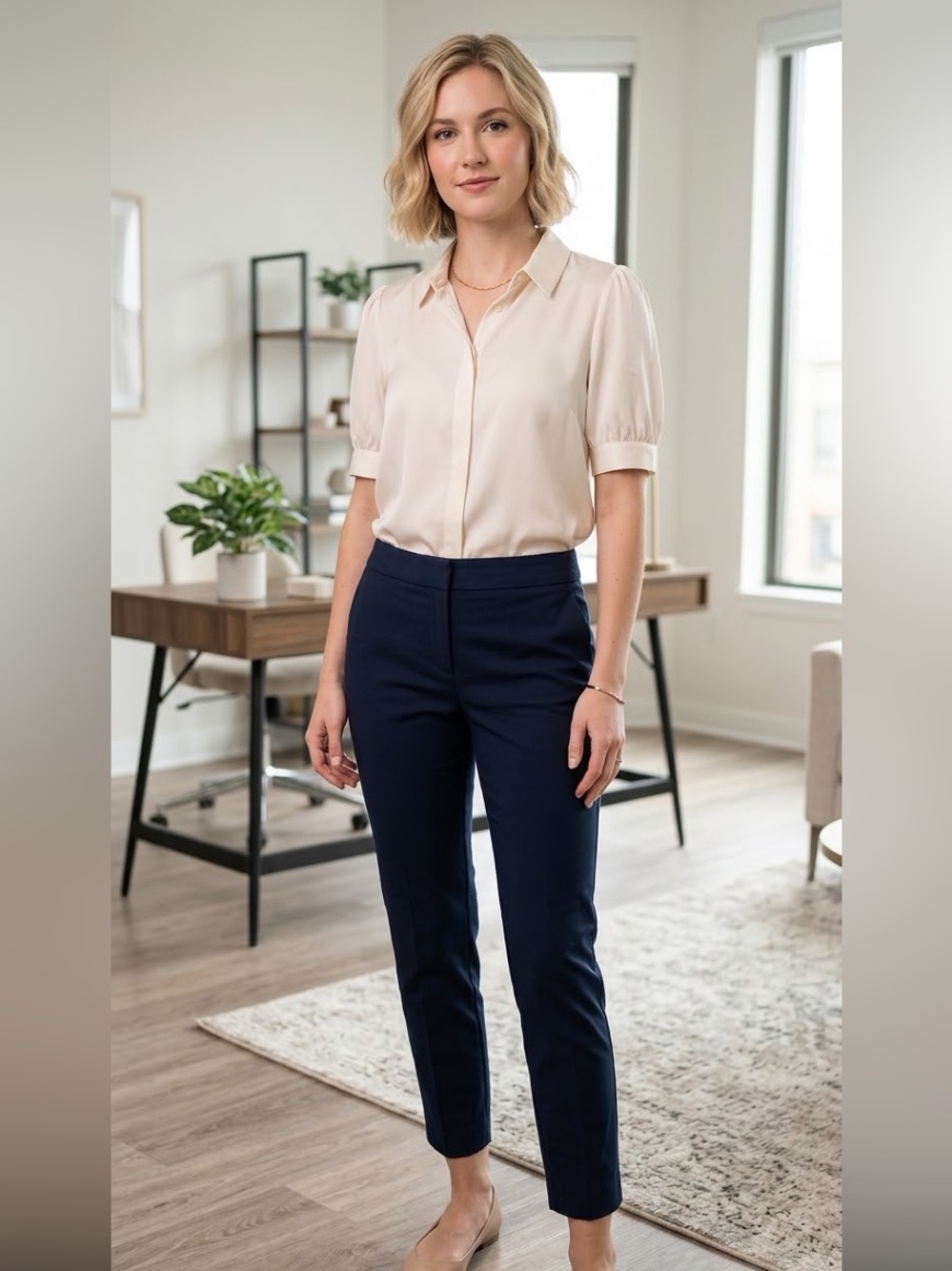 EUC Banana Republic Navy Blue Cropped Ankle Pants size 4